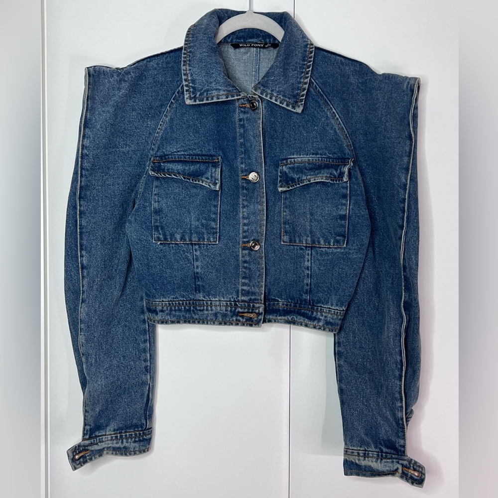 Blue Denim Cropped Jacket